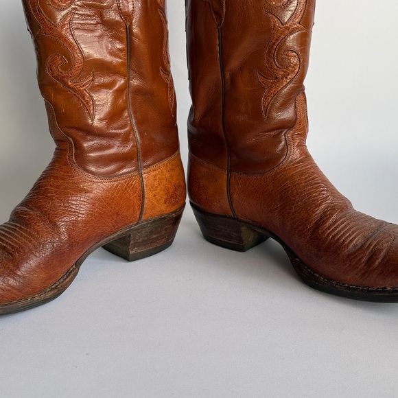 Vintage Lucchese Brown Leather Cowboy Boots - Picture 7 of 13